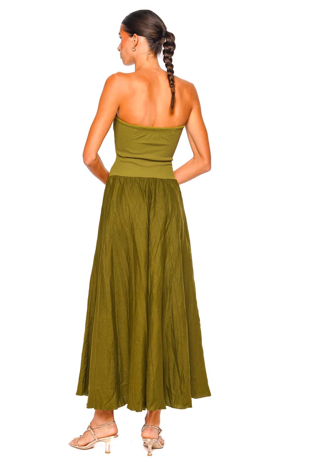 Johanna Ortiz Green Empowerment Strapless Ankle Skirt Dress