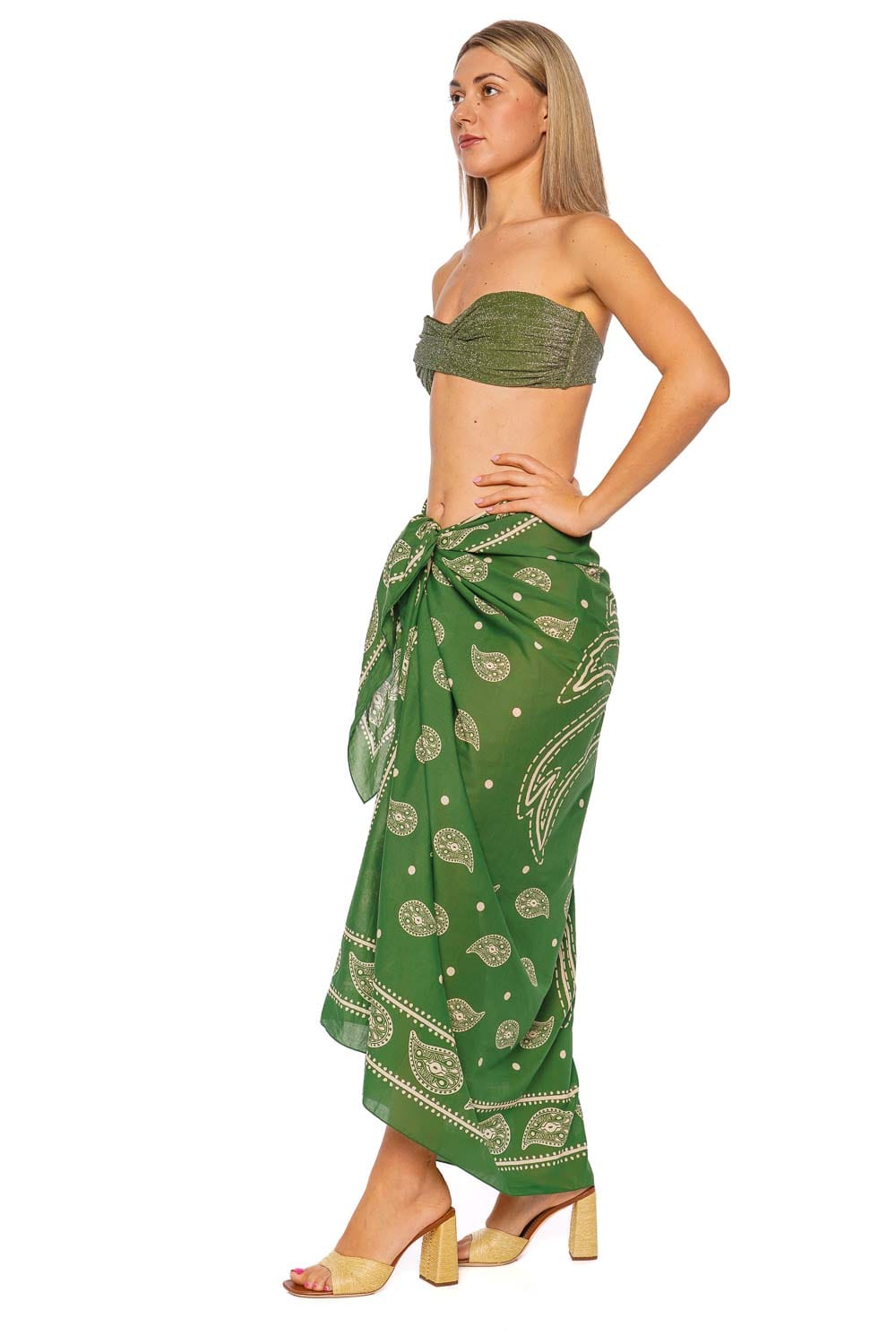 Johanna Ortiz Vibrant Horizons Light Green Ecru Pareo