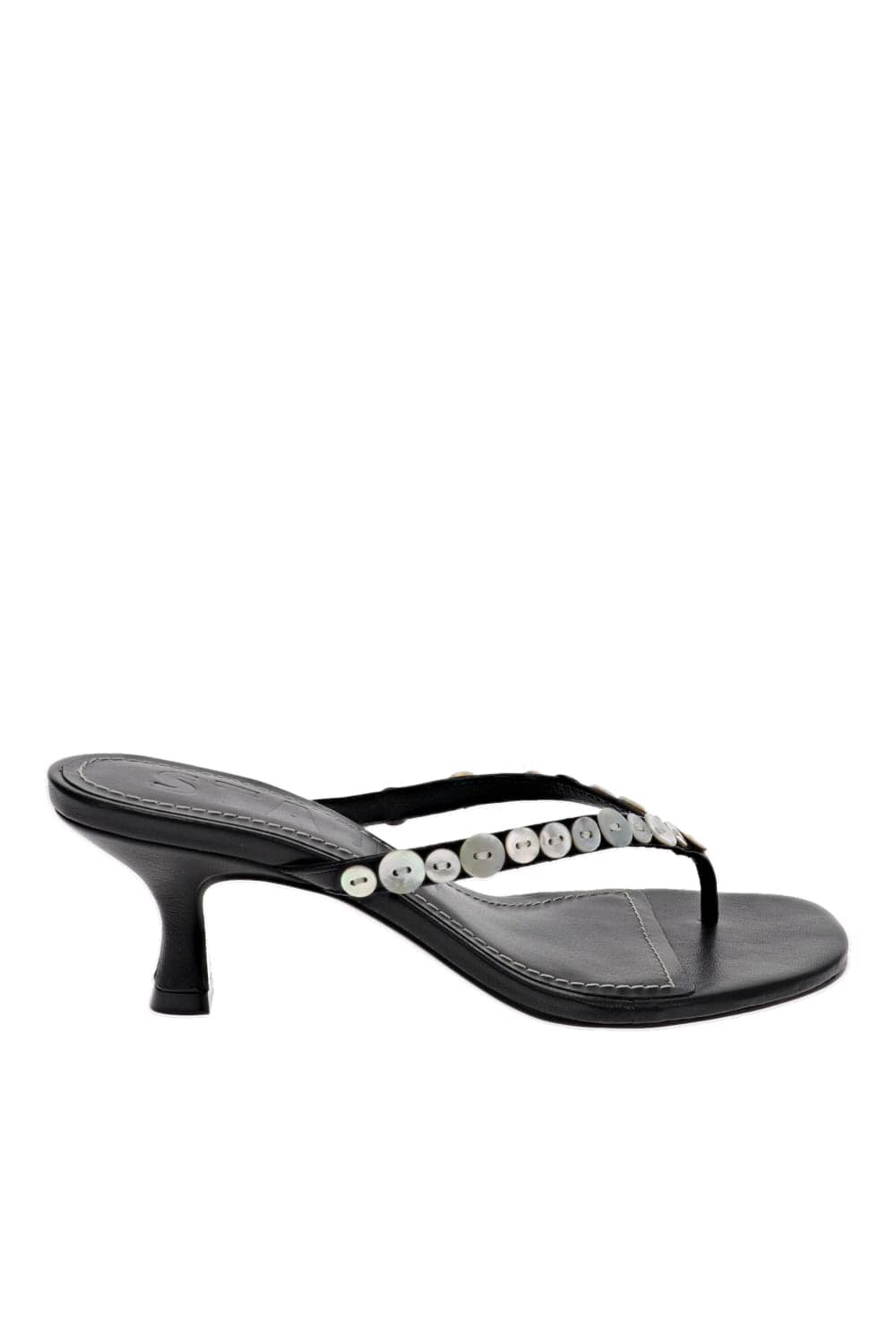 Staud Freja Mother of Pearl Embellished Thong Kitten Heel
