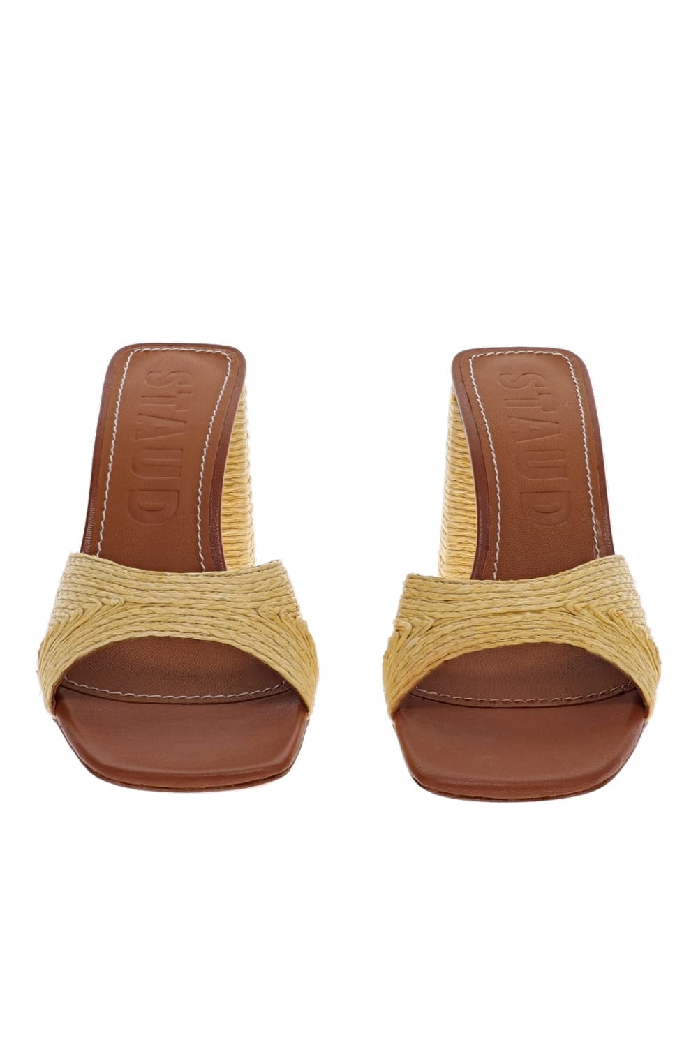 Staud Sloane Natural Raffia Block Heel Sandals