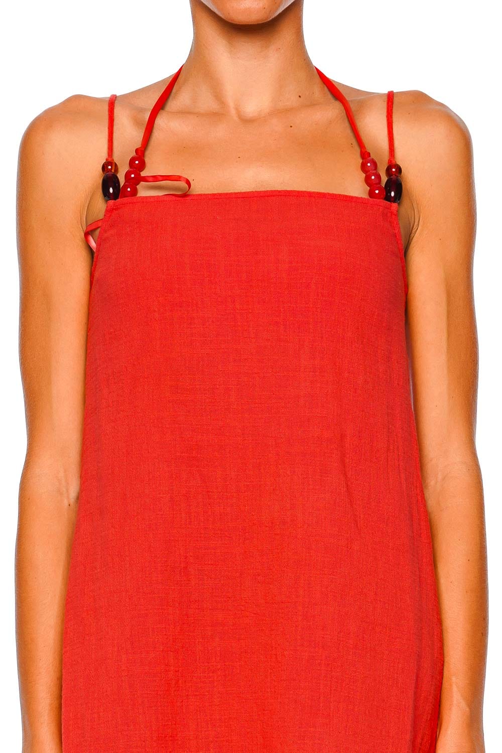 Staud Laura Flame Red Mini Dress with Adjustable Straps