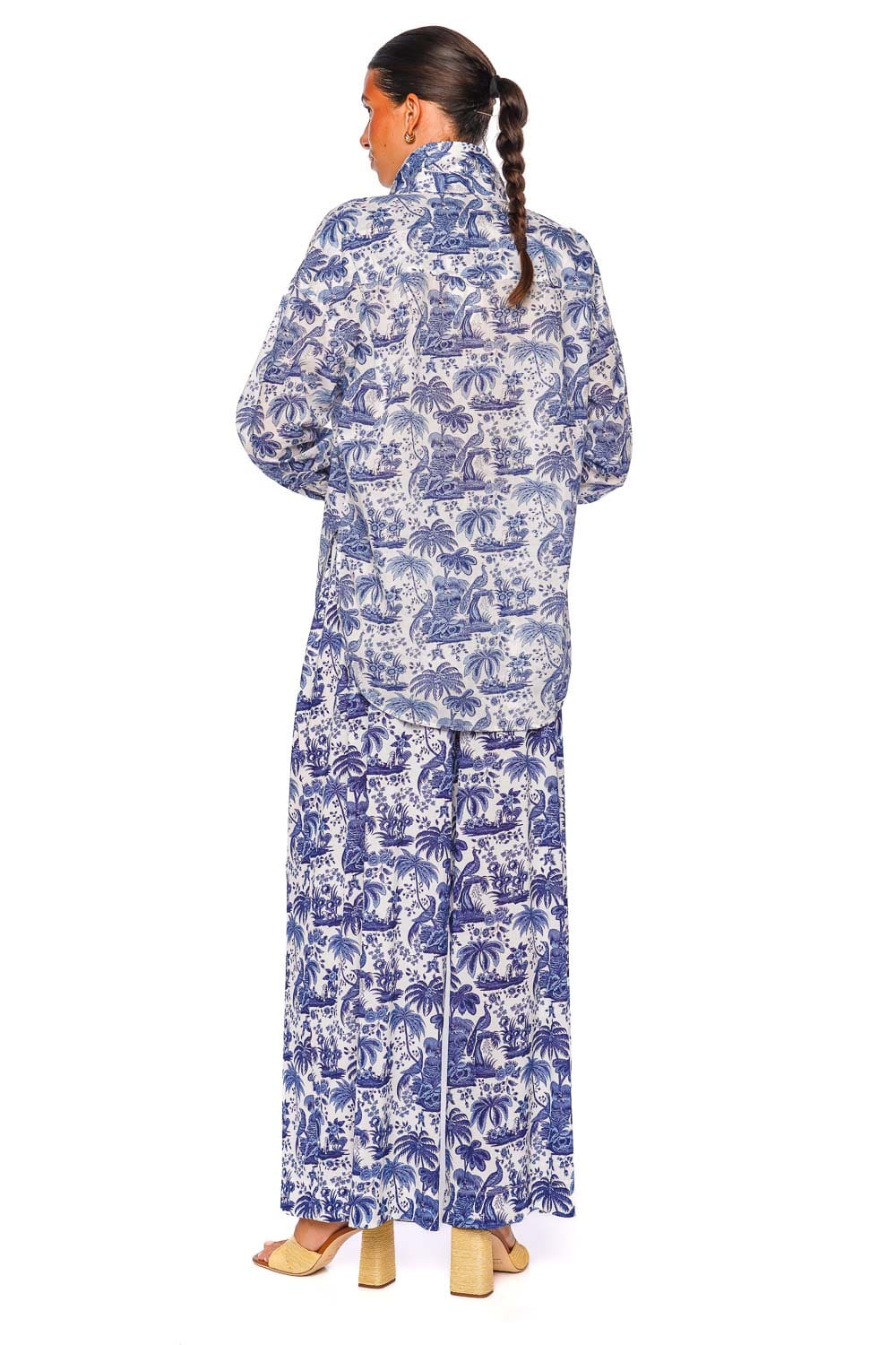 Staud Colton Blue Toile Long Sleeve Shirt