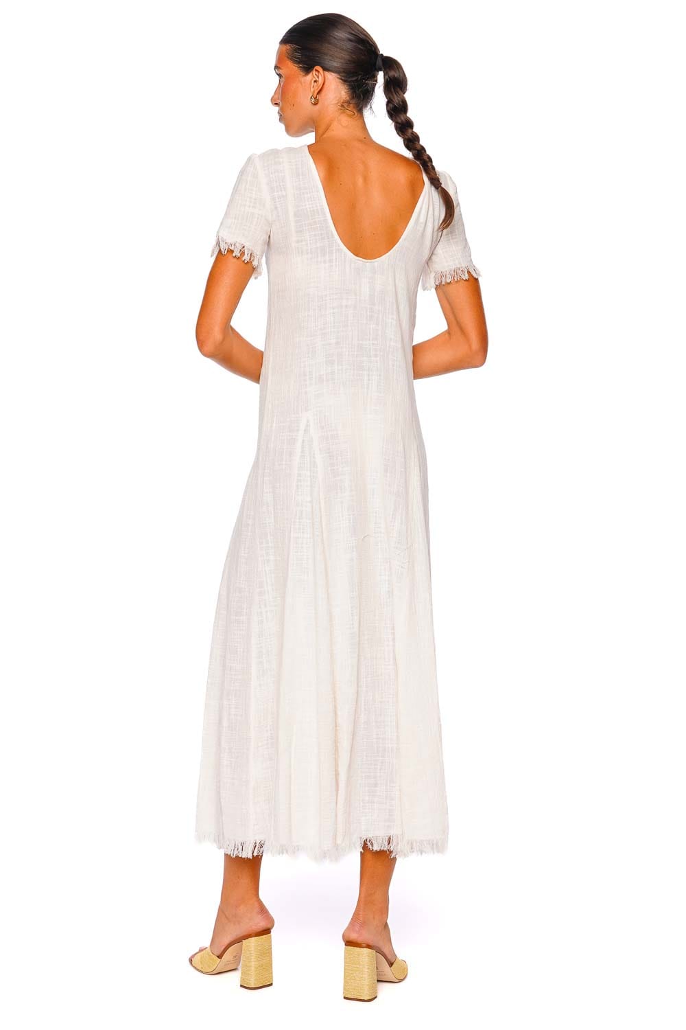 Staud Le Havre Buttercream Short Sleeve Midi Dress