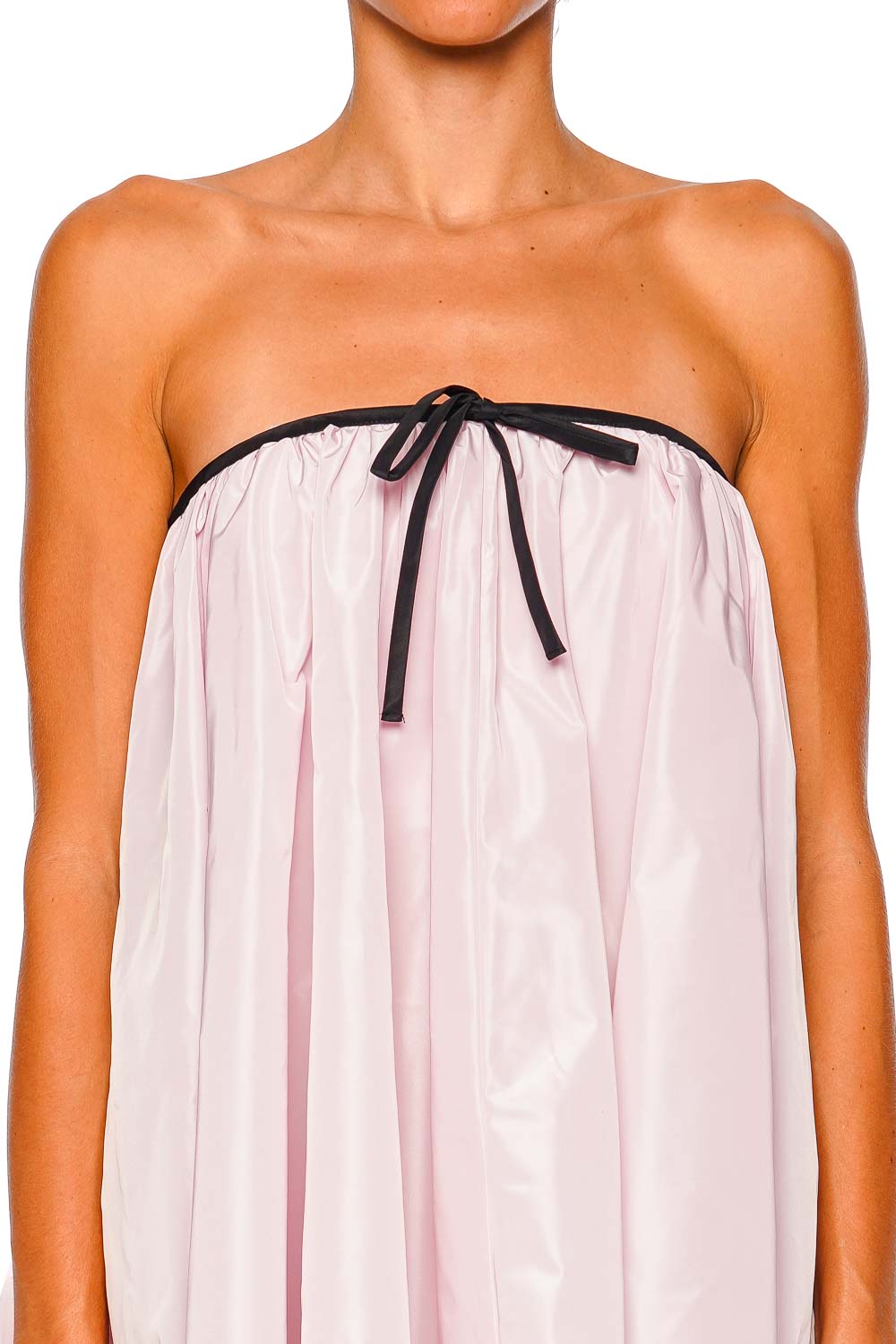 Staud Sofia Puff Pink Strapless Taffeta Mini Dress