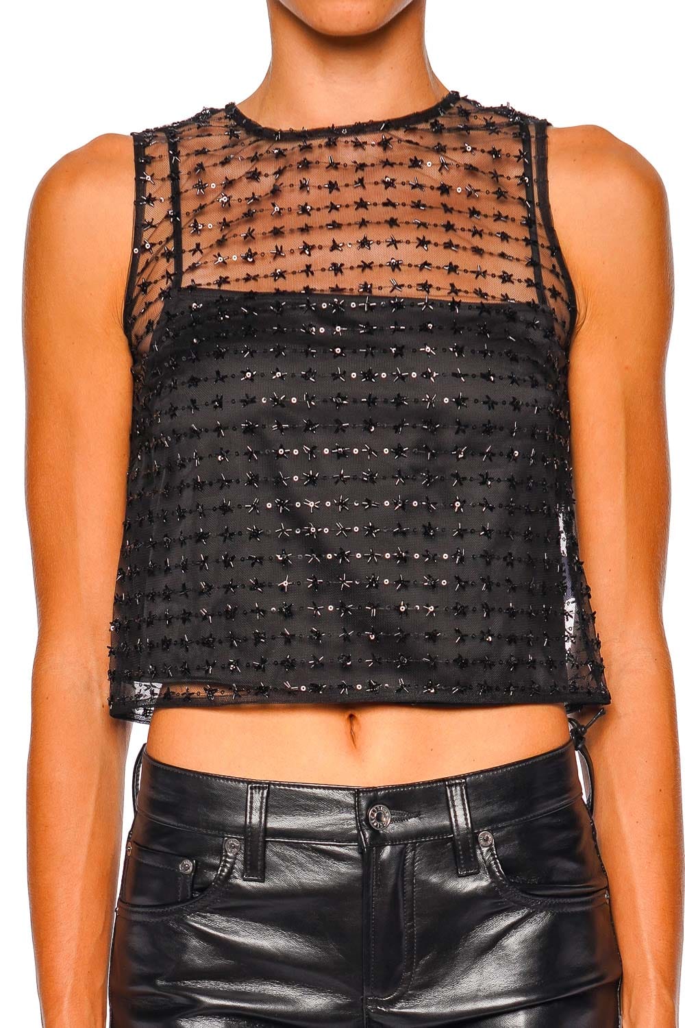 Staud Seraphina Stardust Onyx Sleeveless Top