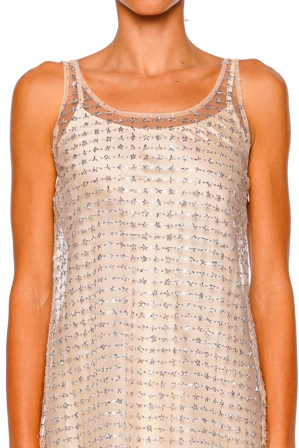 Staud Aurielle Stardust Sheer Embellished Mini Dress