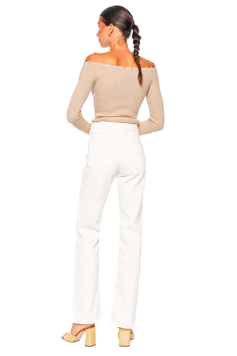 Staud Keaton Fawn Off-Shoulder Sweater