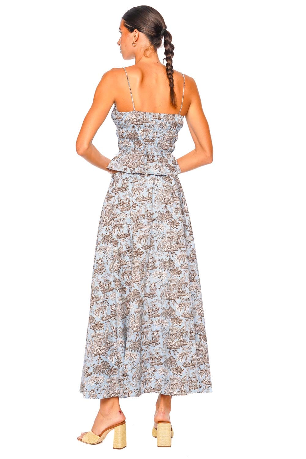 Staud Ayla Sky Toile Printed Spaghetti Strap Top