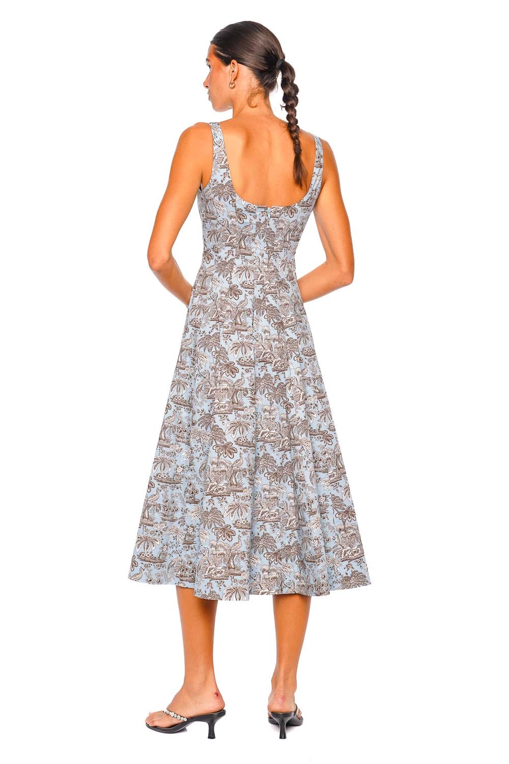 Staud Wells Sky Blue Toile Sleeveless Midi Dress