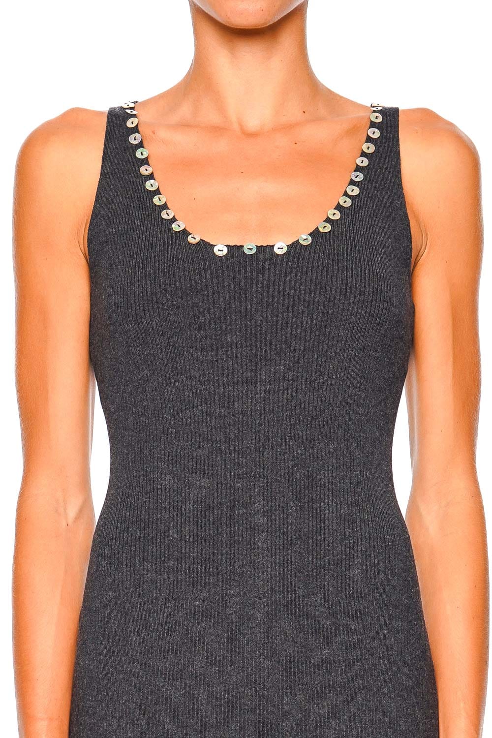 Staud Neva Mother Of Pearl Button Knit Midi Dress Staud Neva Mother Of Pearl Button Knit Midi Dress