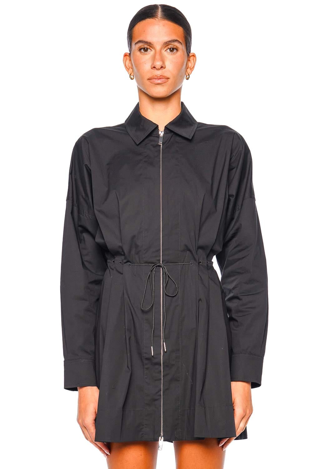 Staud Chi Black Long Sleeve Mini Shirt Dress Staud Chi Black Long Sleeve Mini Shirt Dress