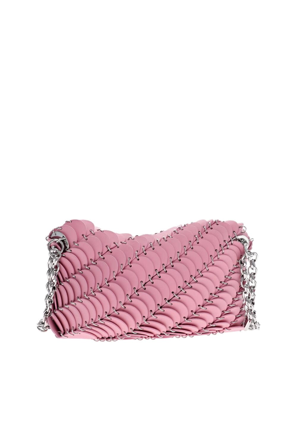 Rabanne Paco Pink Leather Disc Chain Shoulder Bag