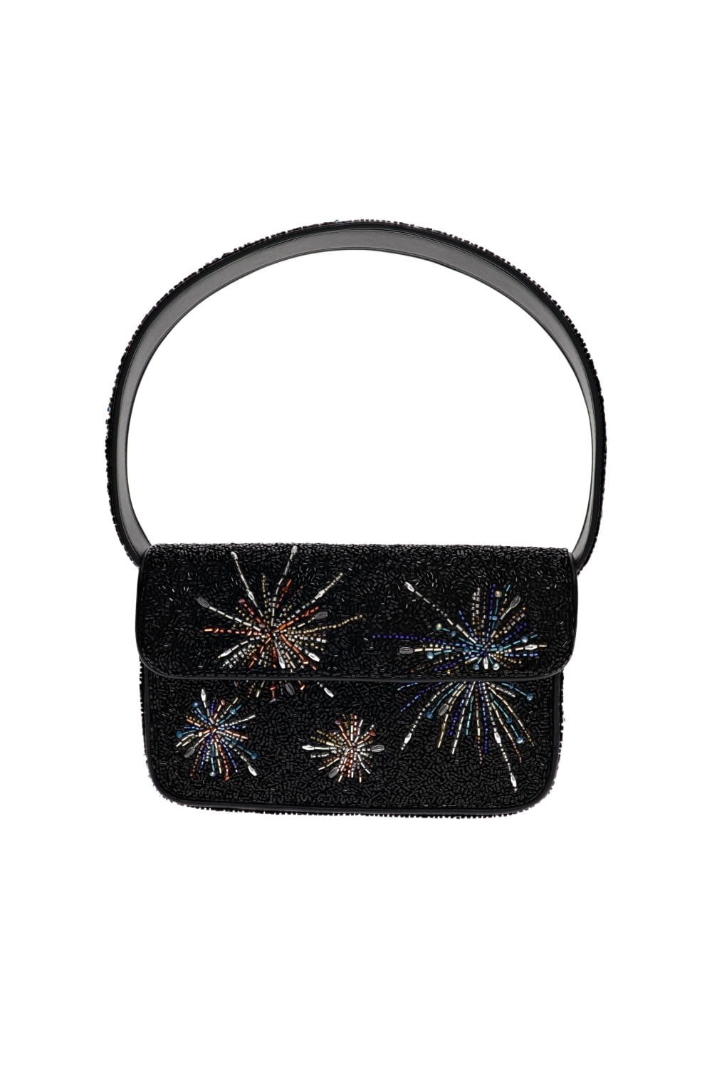 Staud Tommy Beaded Bag with Firework Embellishments in Black
