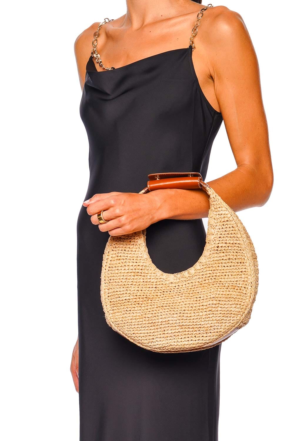 Staud Moon Natural Raffia Shoulder Bag