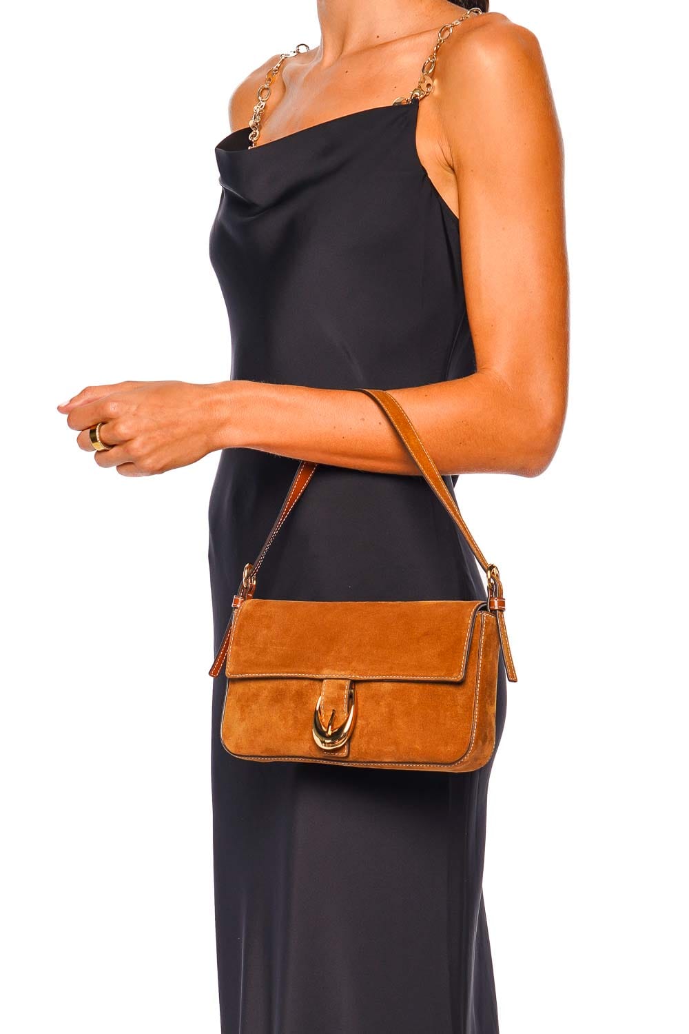 Staud Harlow Tan Suede Shoulder Bag