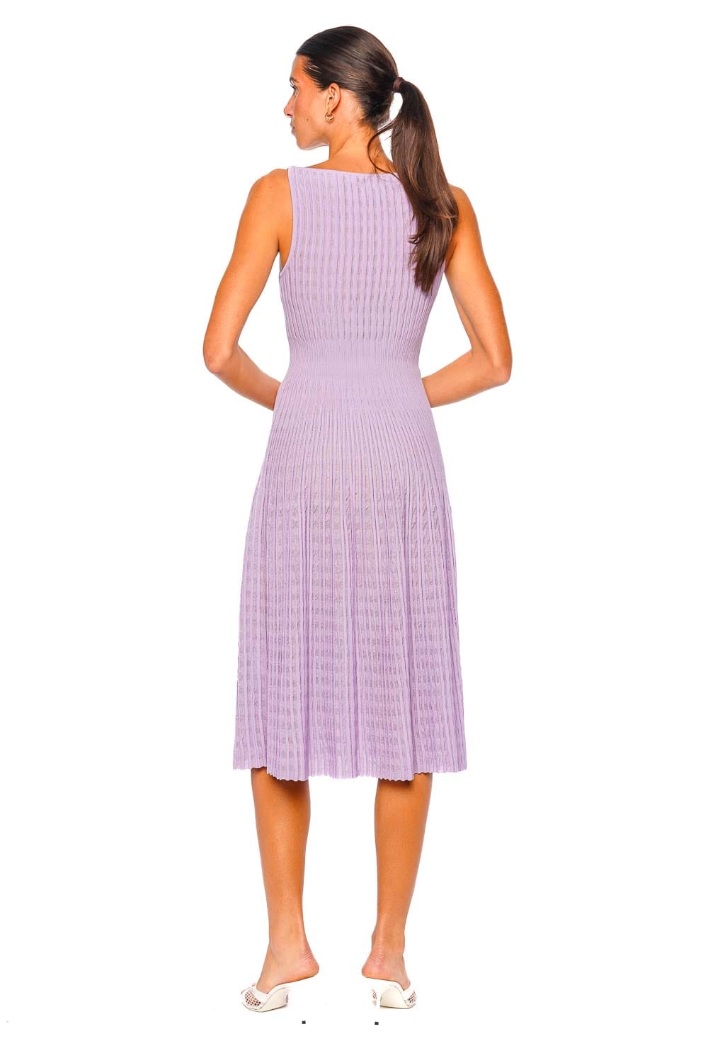 VALENTI Lilac Sleeveless Pleated Midi Dress