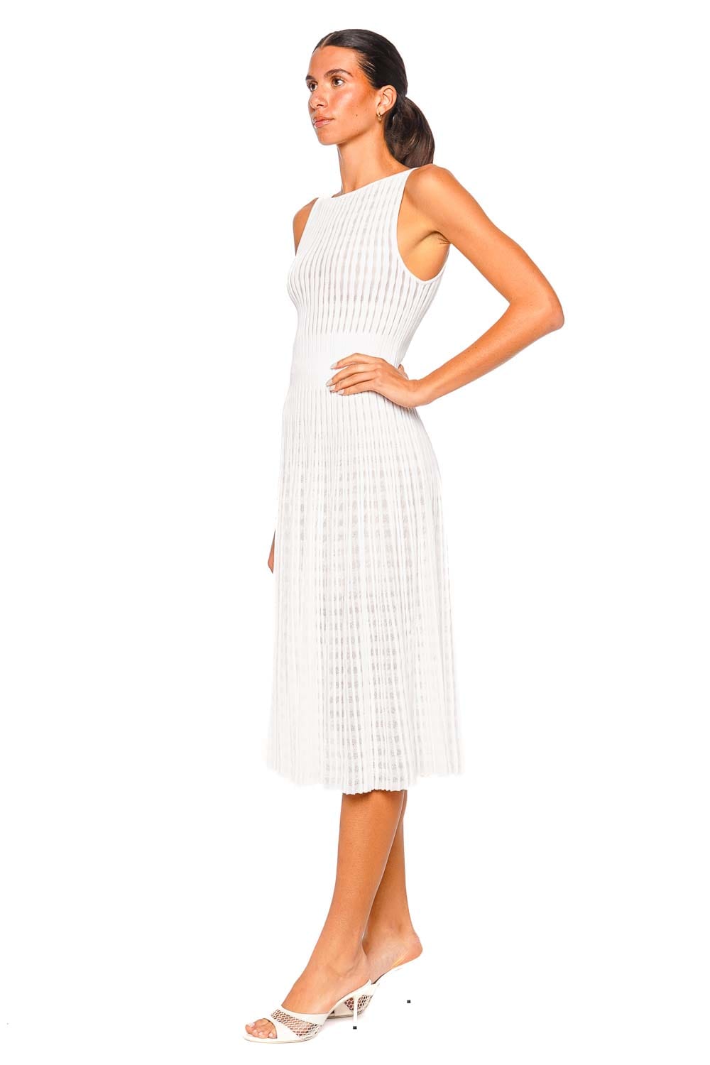 VALENTI Isabella White Sleeveless Midi Dress