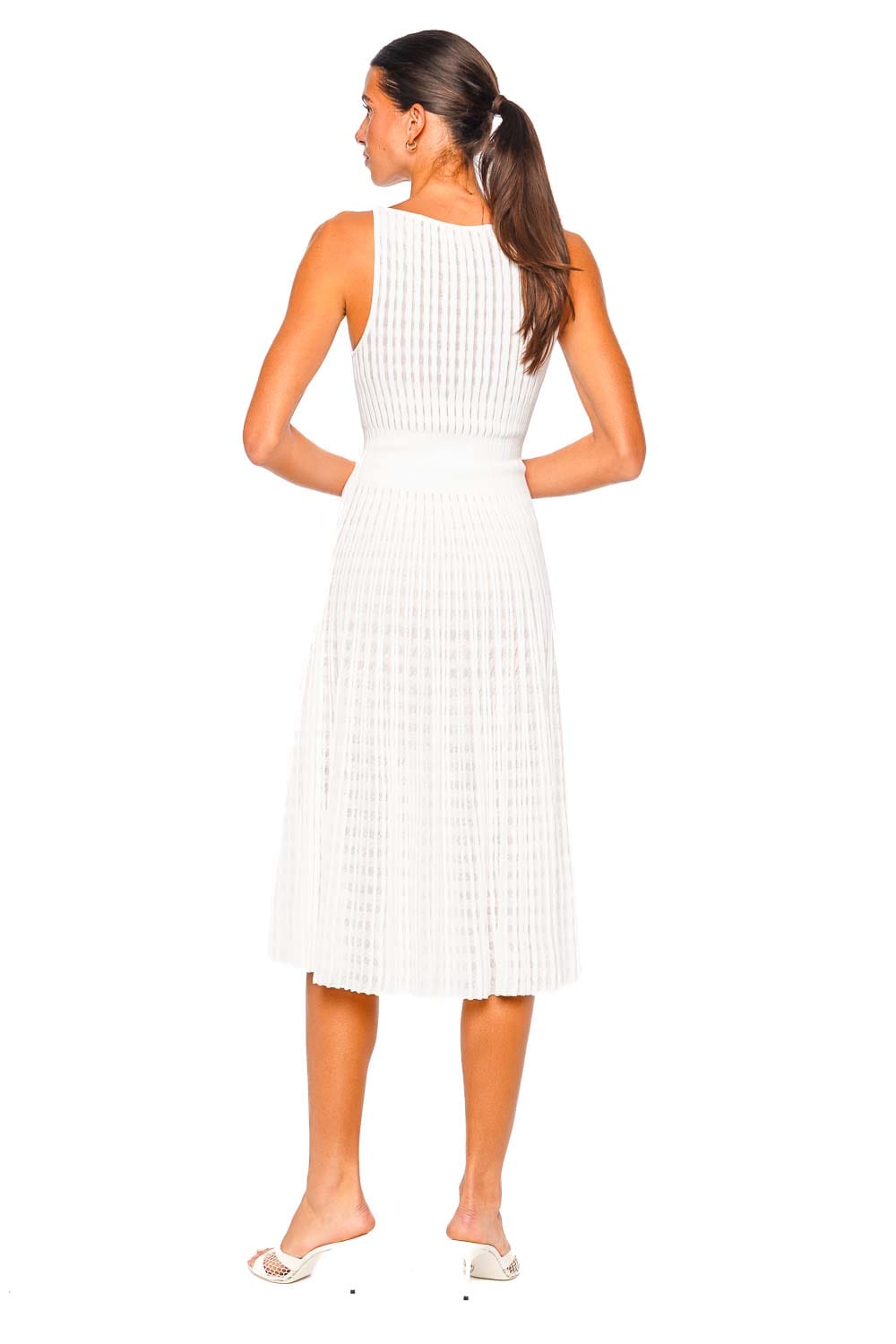 VALENTI Isabella White Sleeveless Midi Dress