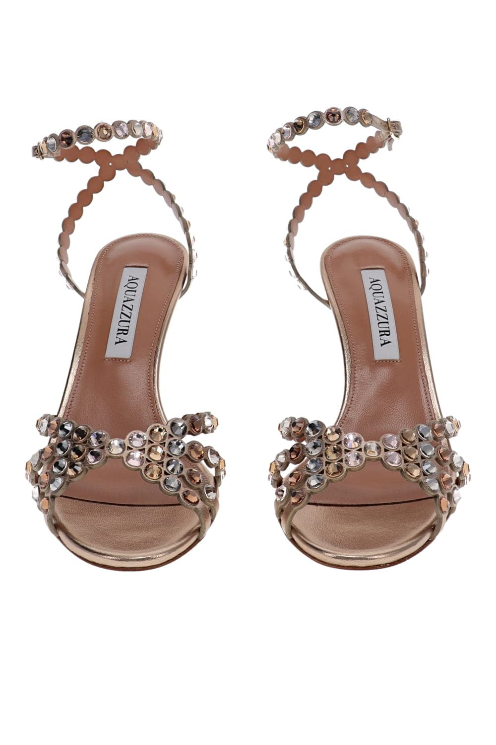 AQUAZZURA Tequila Light Copper Embellished Sandal 85
