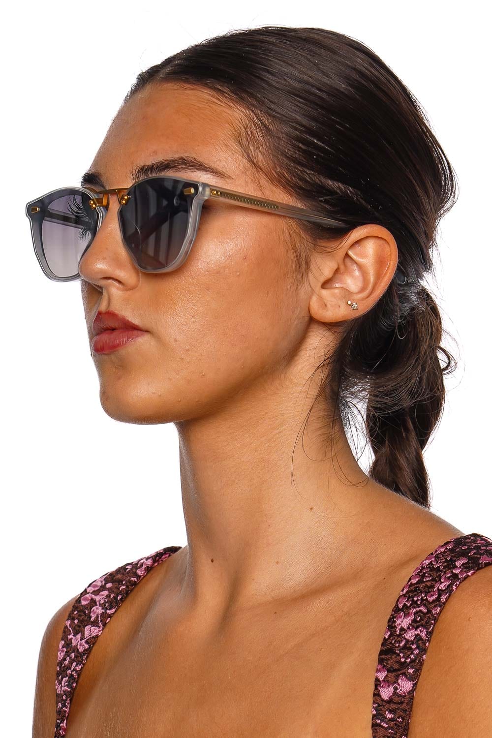 KREWE Beau Nylon Powder Blue 18K Mirrored Sunglasses