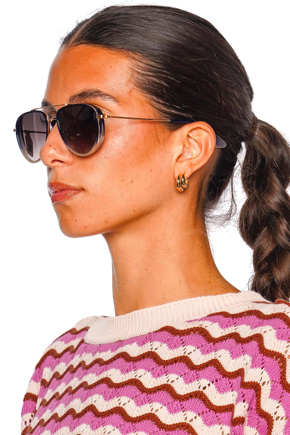 KREWE Coleman Matte Indigo Fade Aviator Sunglasses