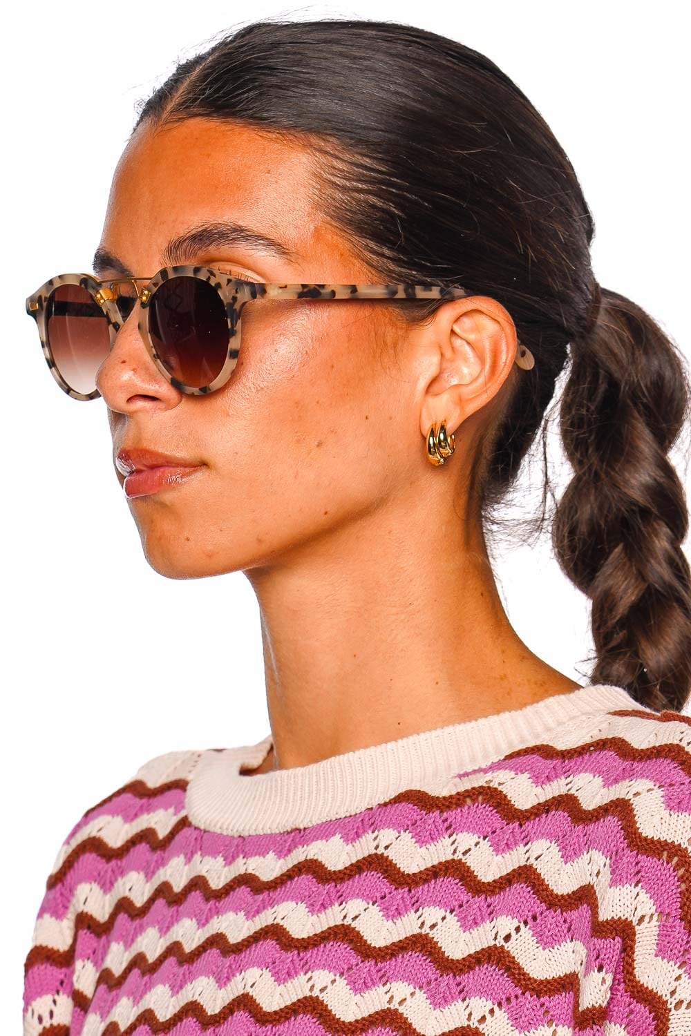 KREWE St. Louis Matte Oyster 24K Sunglasses