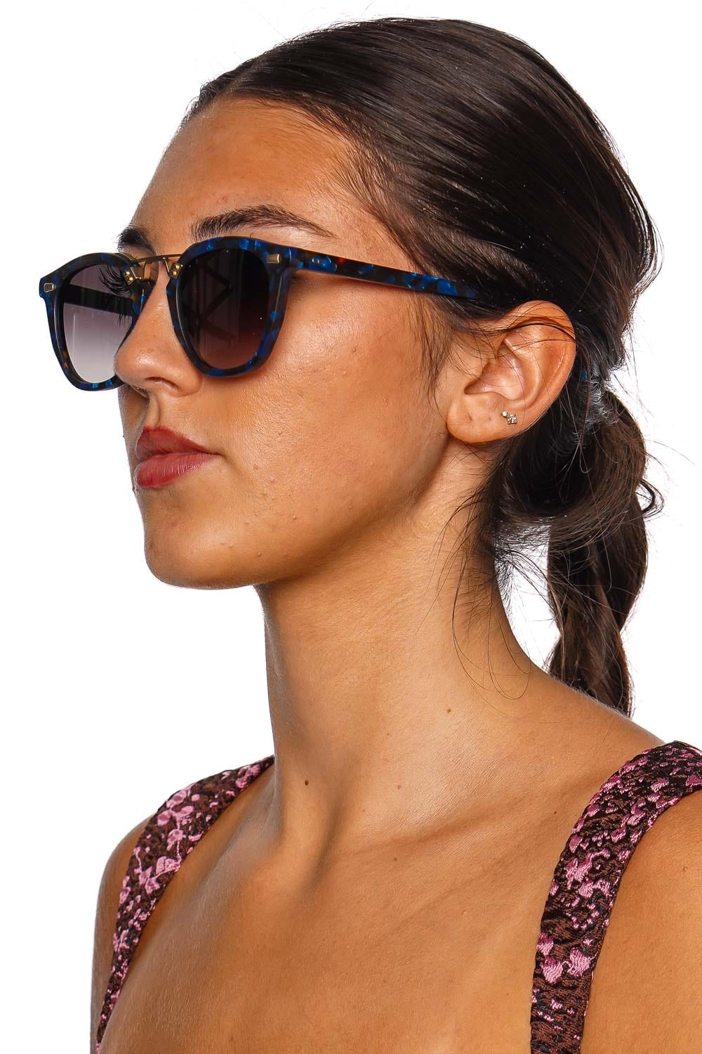 KREWE Beau II Matte Blue Steel 18K Sunglasses