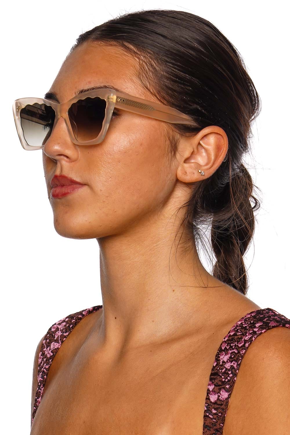 KREWE Brigitte Blonde Scalloped Acetate Sunglasses
