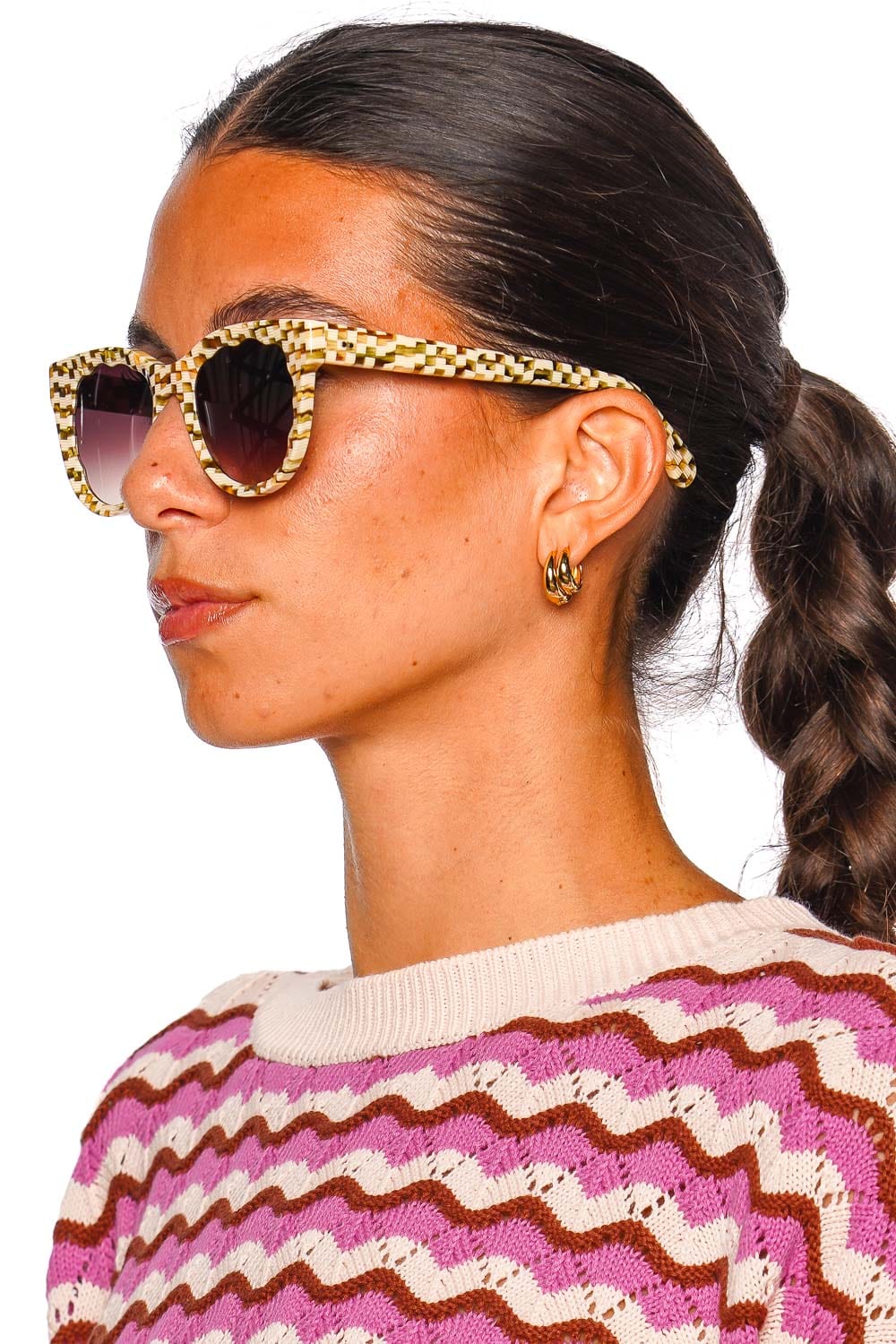 KREWE Ellie Yuzu Scalloped Acetate Sunglasses