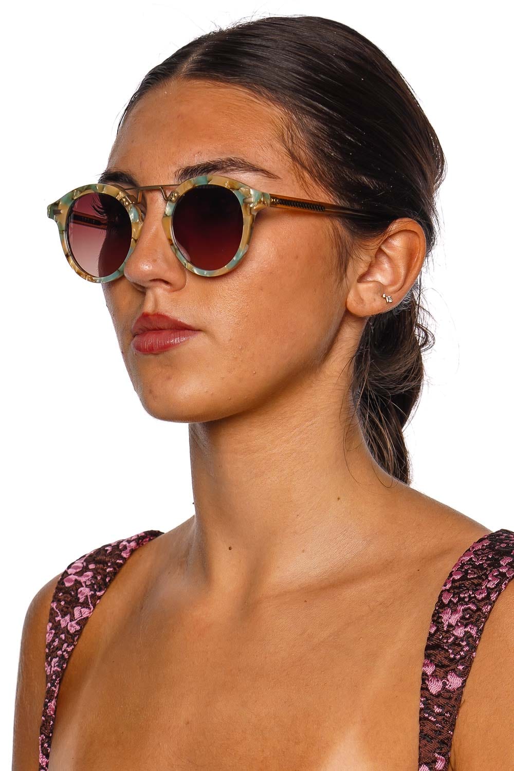 サンルイSaint Louis 貝殻型プレート STL II Pearlescent Sweet Tea 12K Mirrored Sunglasses