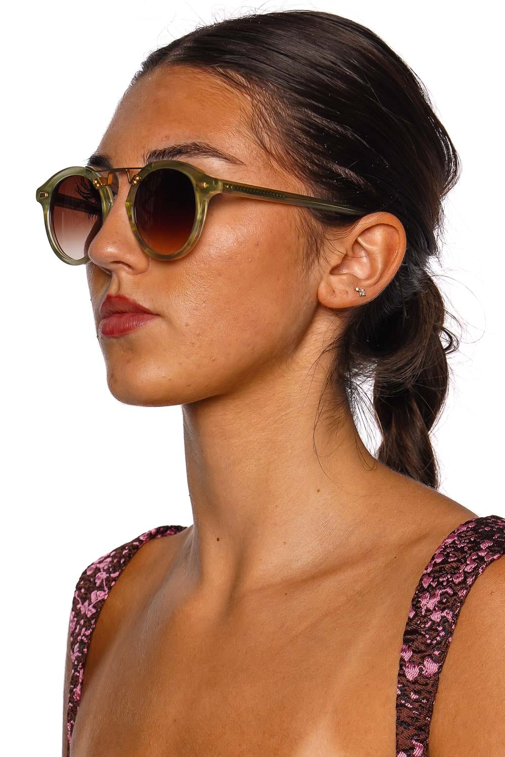 KREWE STL II Bottle Green Zulu 24K Sunglasses