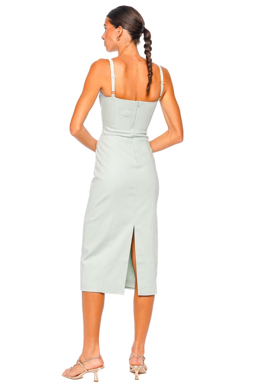 PatBO Aquamist Linen Blue Midi Dress