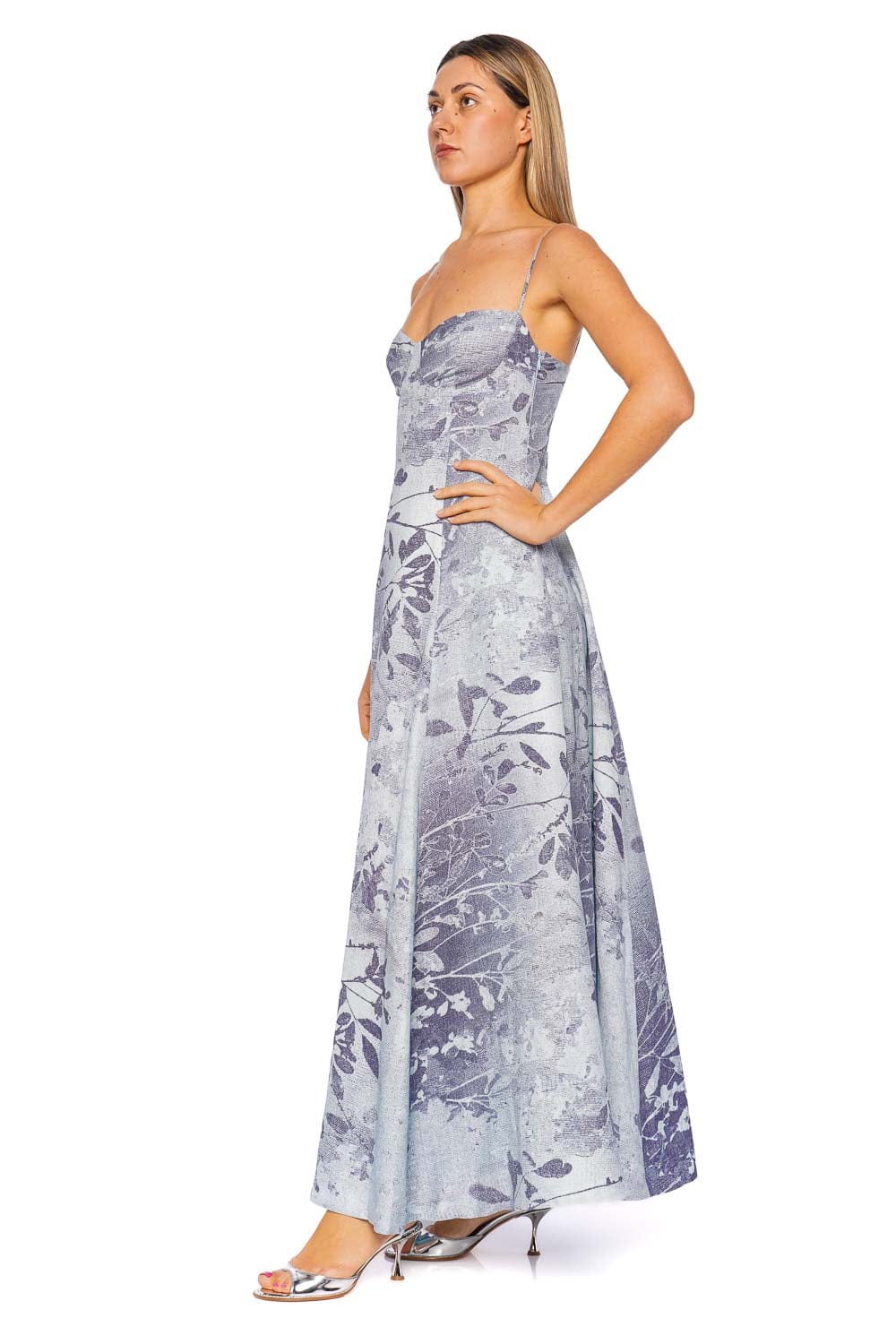 SIMKHAI Rudie Sky Floral Maxi Dress with Spaghetti Straps