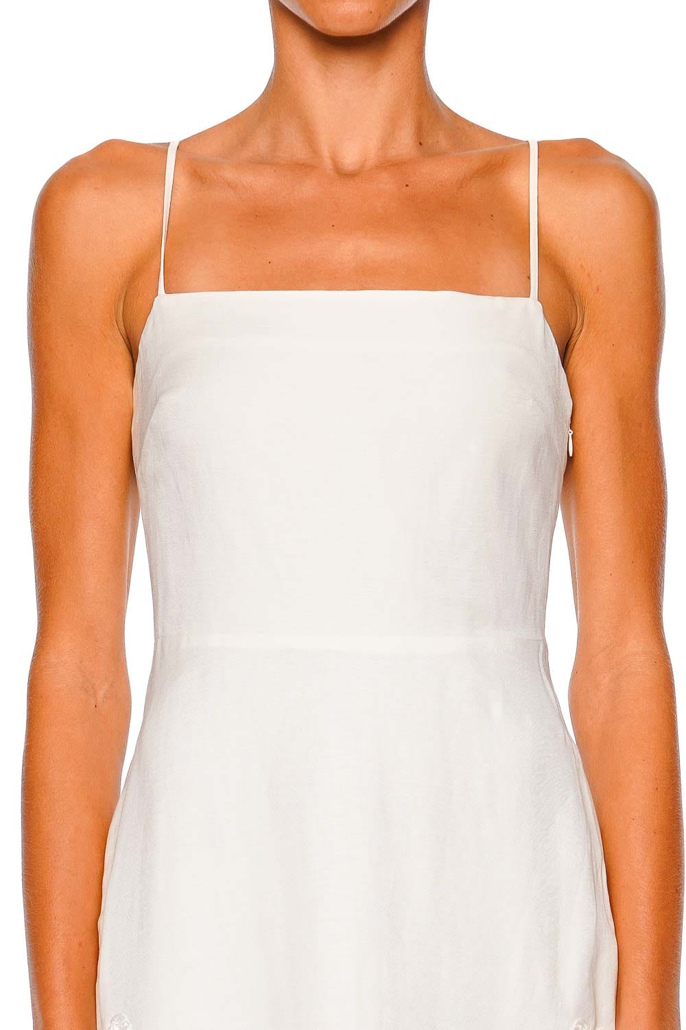 SIMKHAI Annabella Ivory Midi Dress with Spaghetti Straps