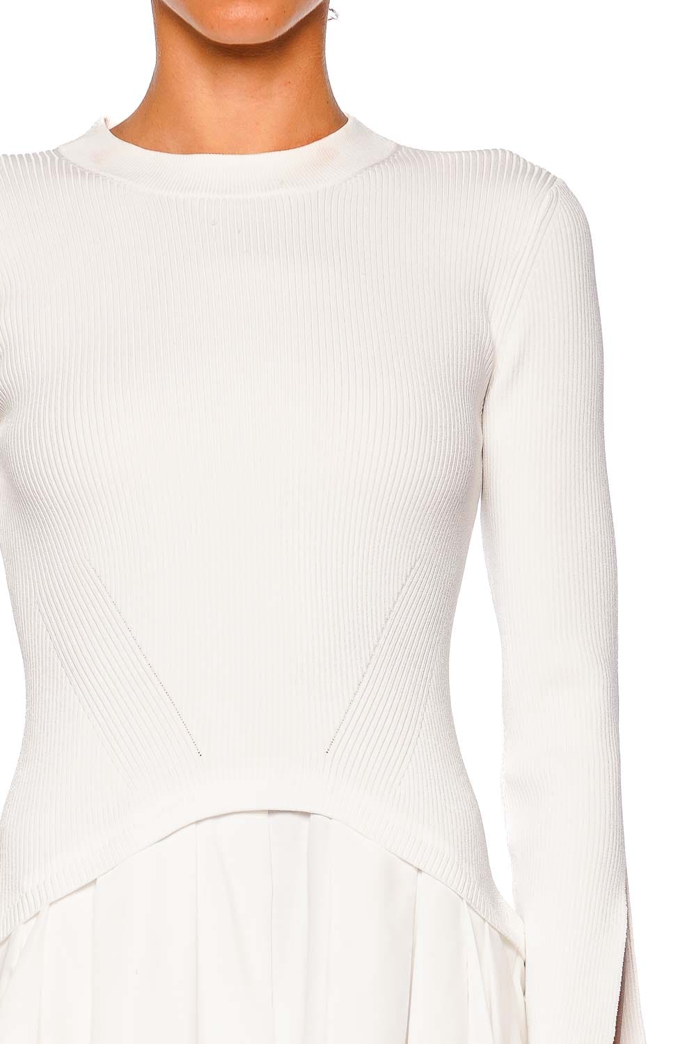 SIMKHAI Daila White Three-Quarter Sleeve Midi Dress