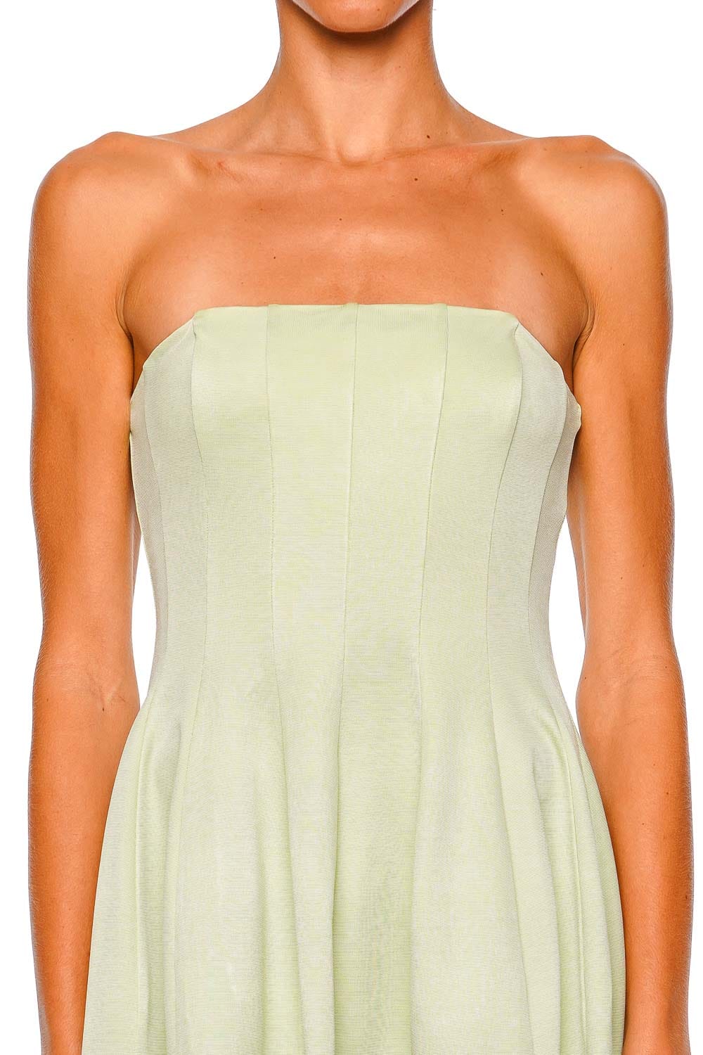 SIMKHAI Sandrine Celadon Strapless Bustier Midi Dress