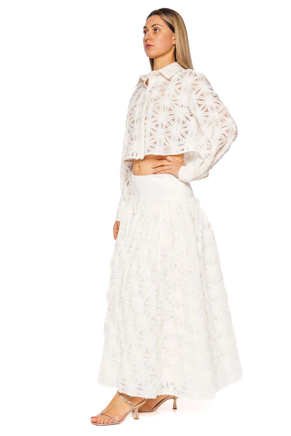 SIMKHAI Anders Ivory Sheer Long Sleeve Shirt