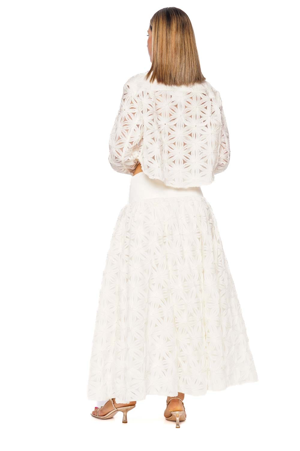 SIMKHAI Anders Ivory Sheer Long Sleeve Shirt