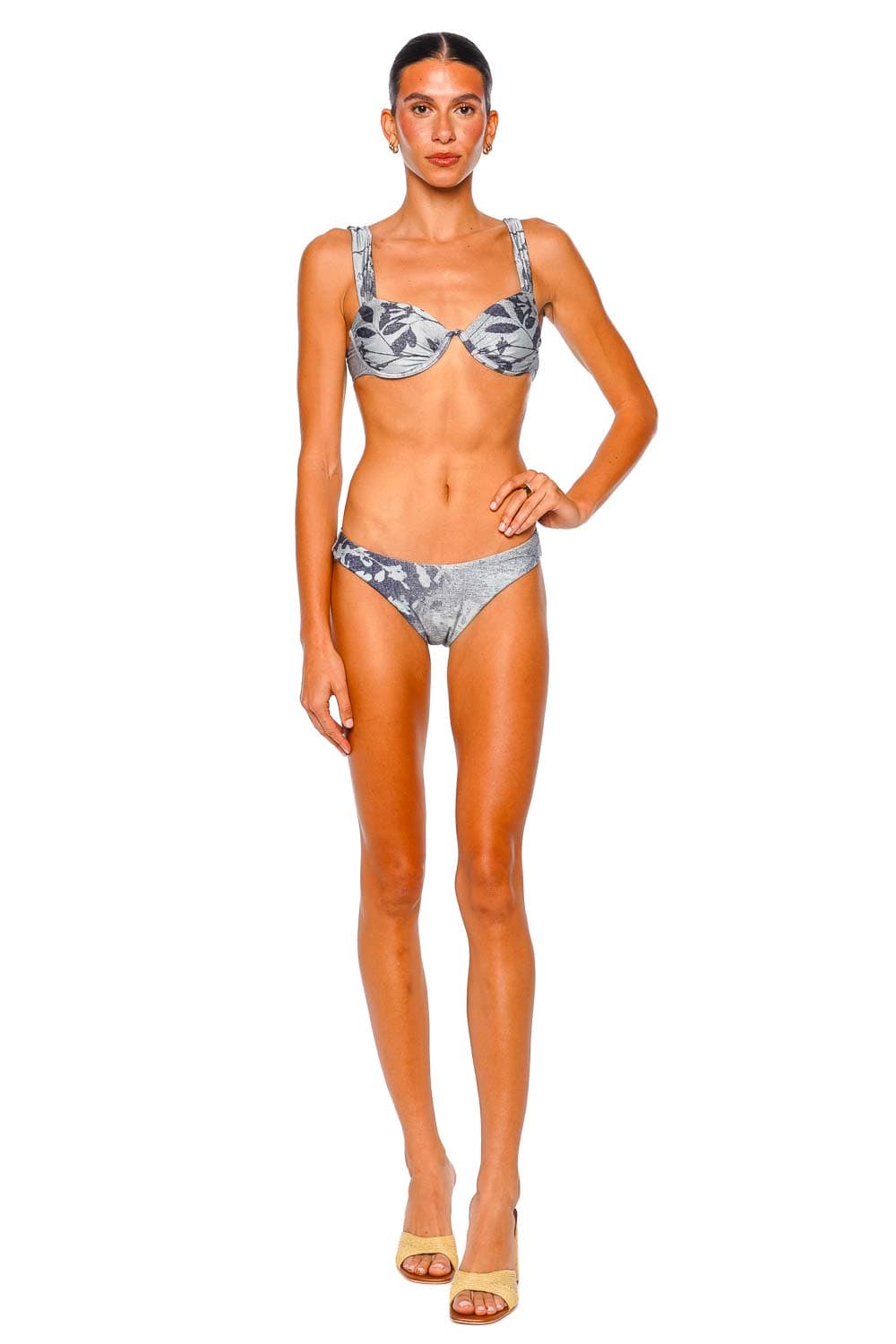 SIMKHAI Anniston Sky Floral Print Bikini Top