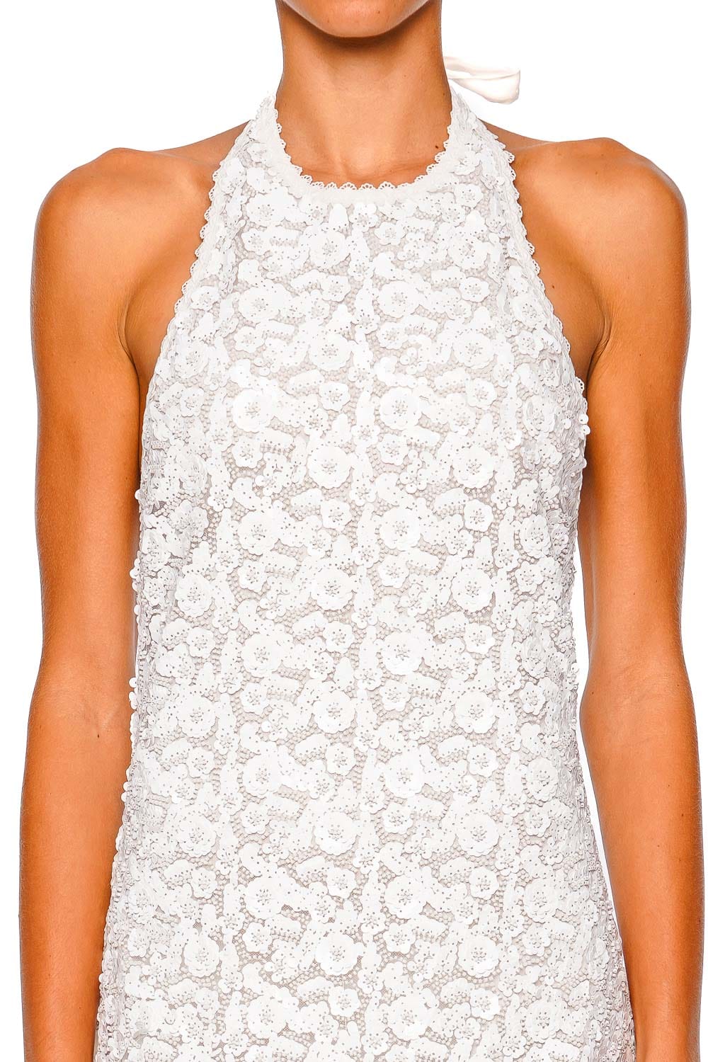 Waimari Medianoche Lace Halter Mini Dress