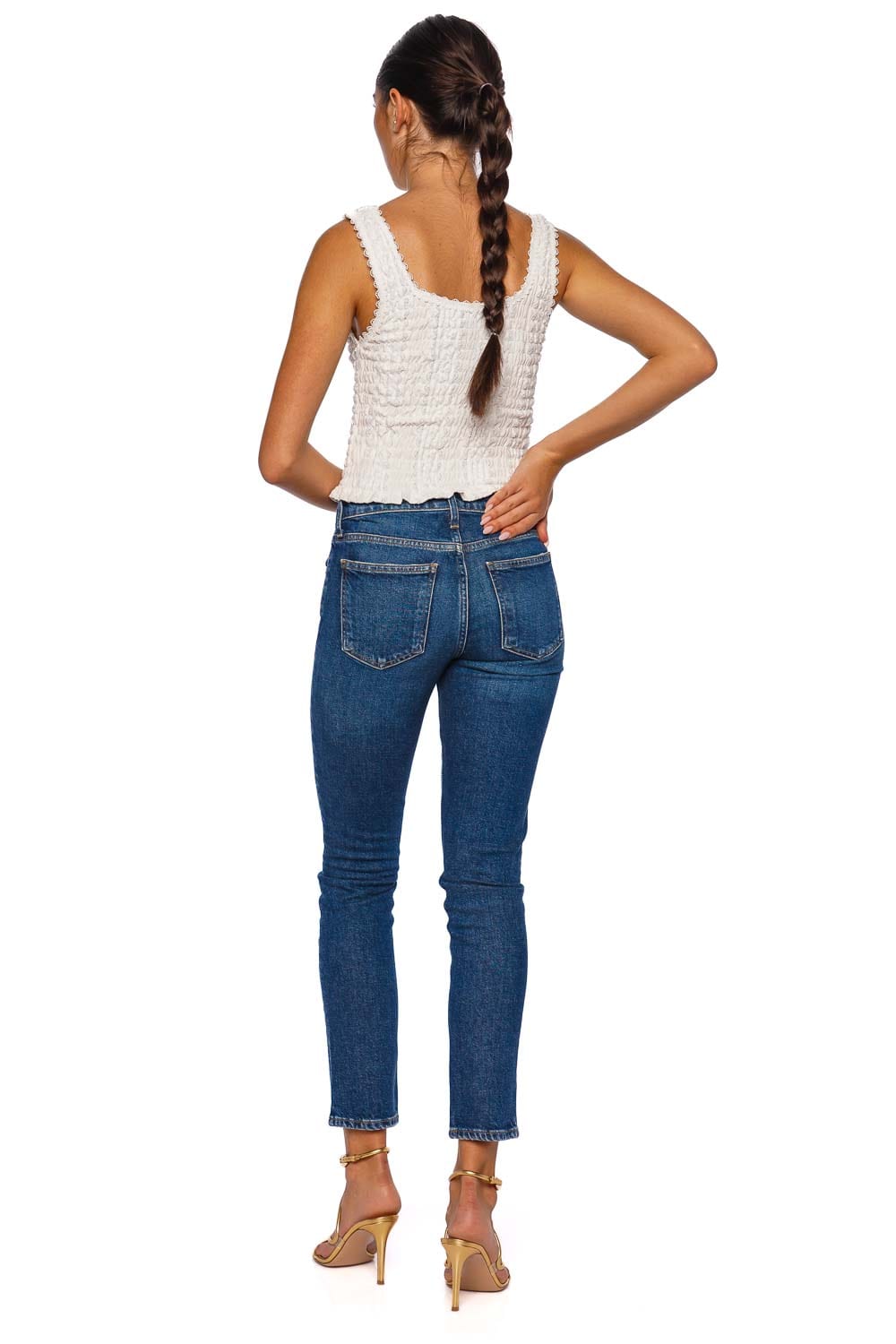 Waimari White Cropped Sleeveless Knit Top