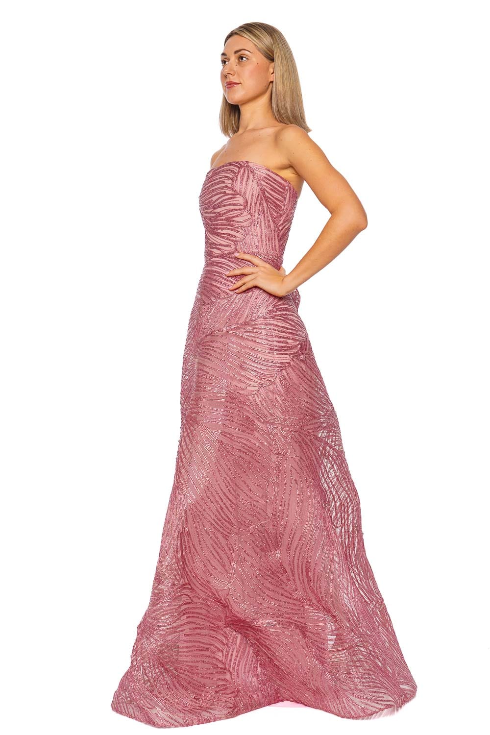 Naeem Khan Pink Strapless Full Skirt Gown