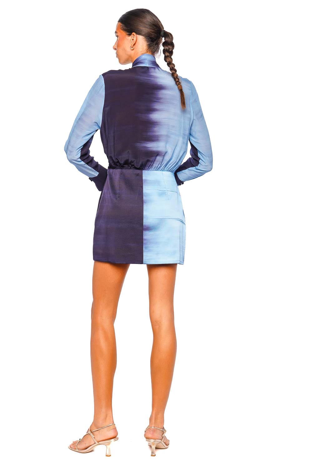 Silvia Tcherassi Imelda Night Blue Long Sleeve Mini Dress
