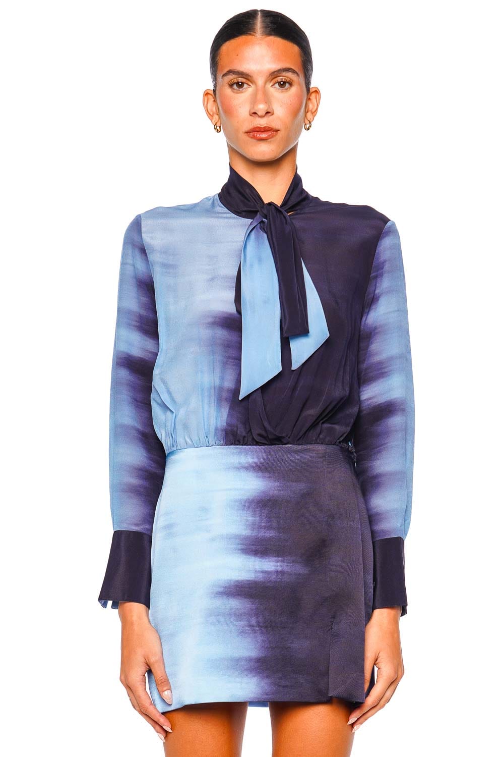 Silvia Tcherassi Imelda Night Blue Long Sleeve Mini Dress