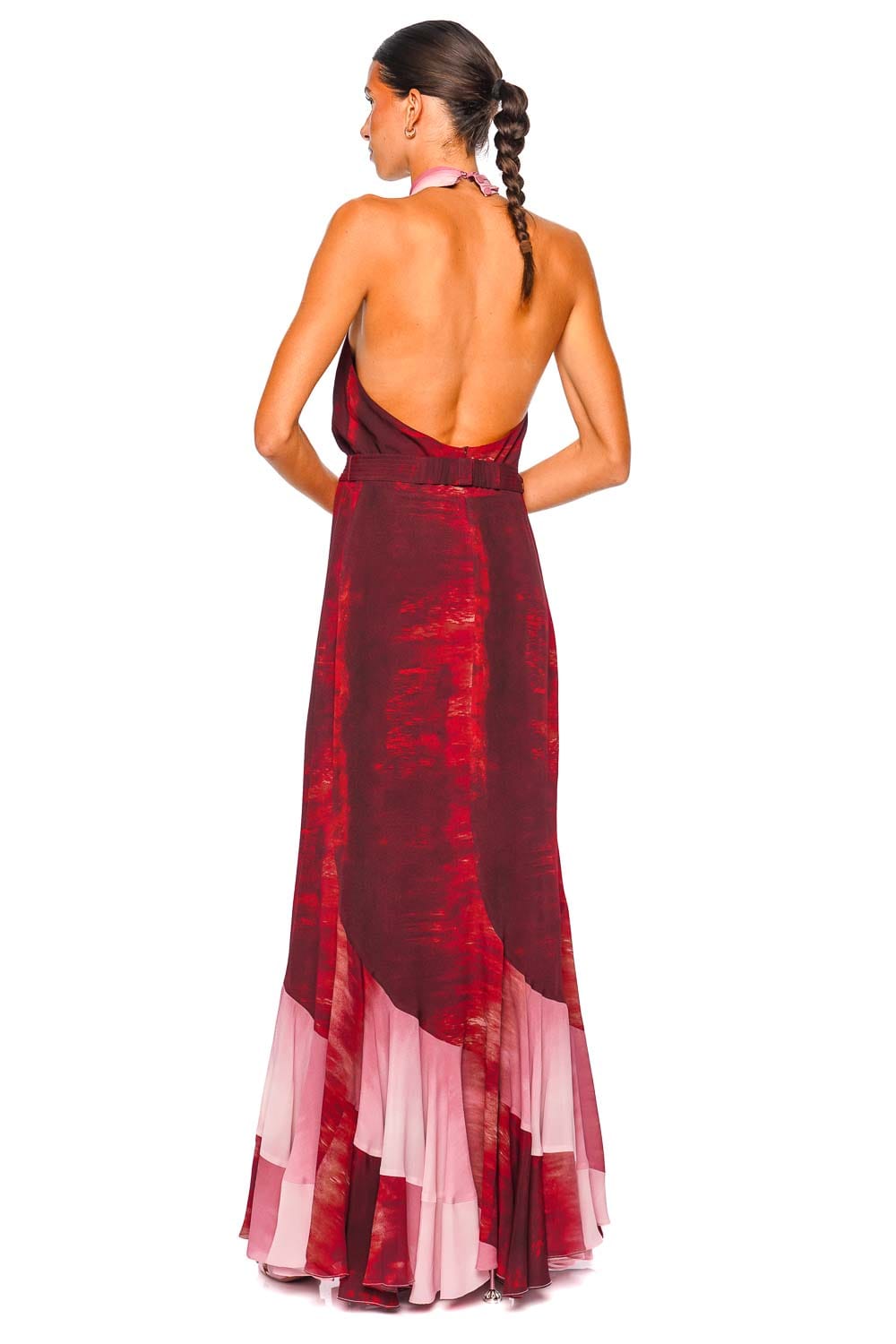 Silvia Tcherassi Raisa Degraded Red Halter Maxi Dress