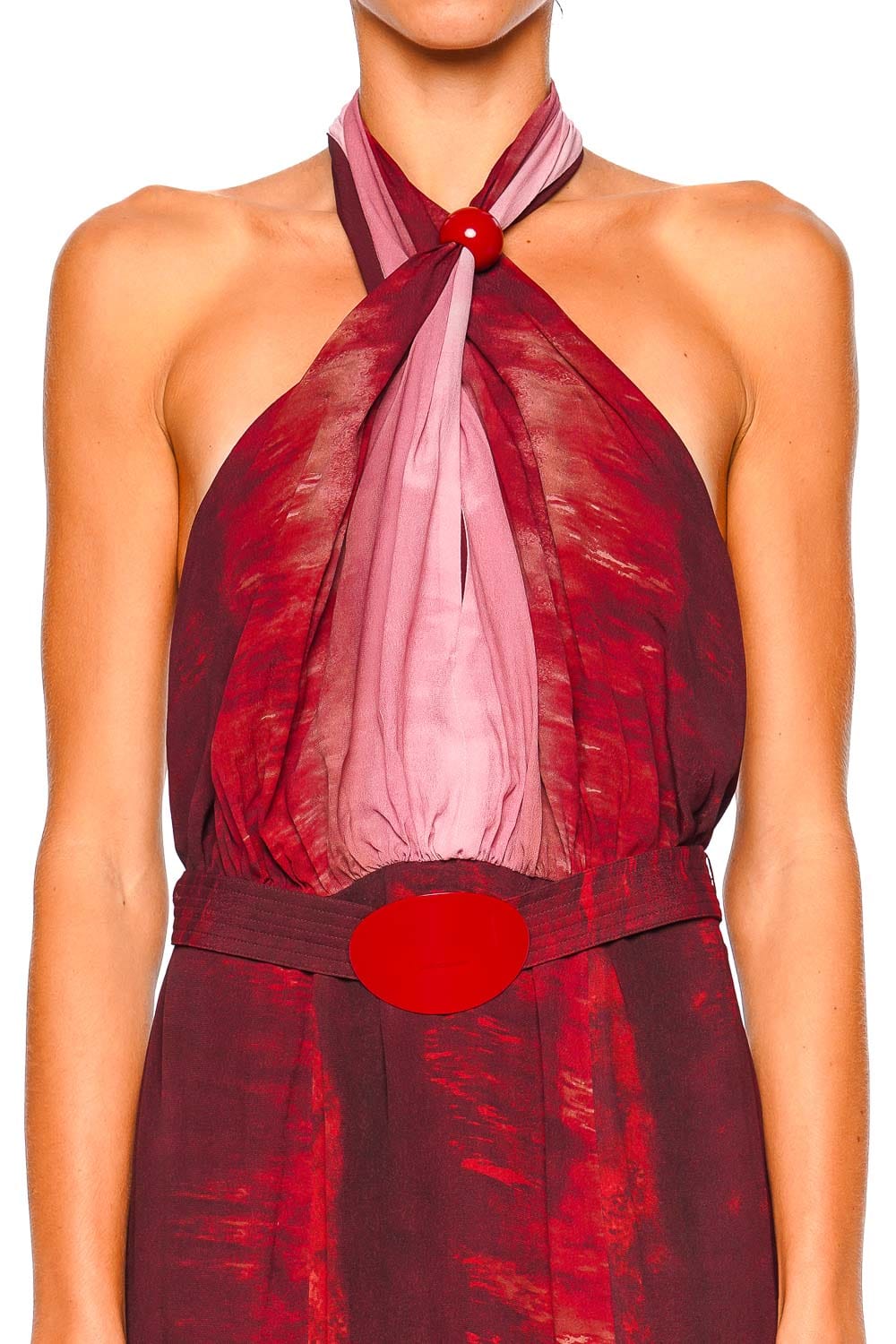 Silvia Tcherassi Raisa Degraded Red Halter Maxi Dress
