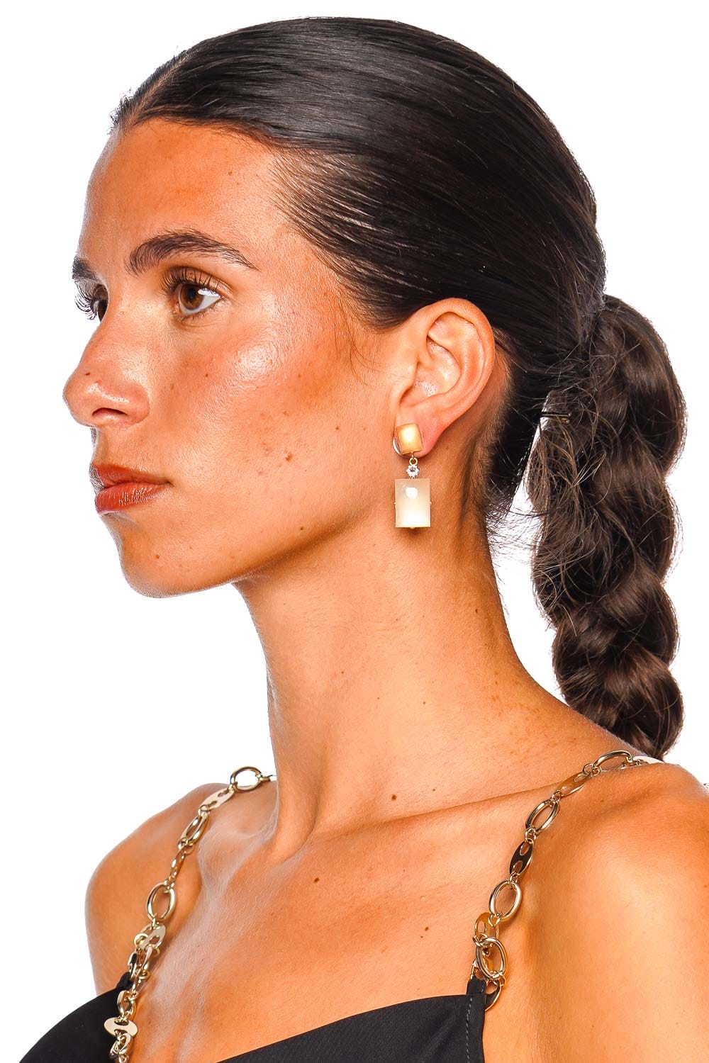 Jennifer Behr Joliel Rose Quartz Stone Drop Earrings