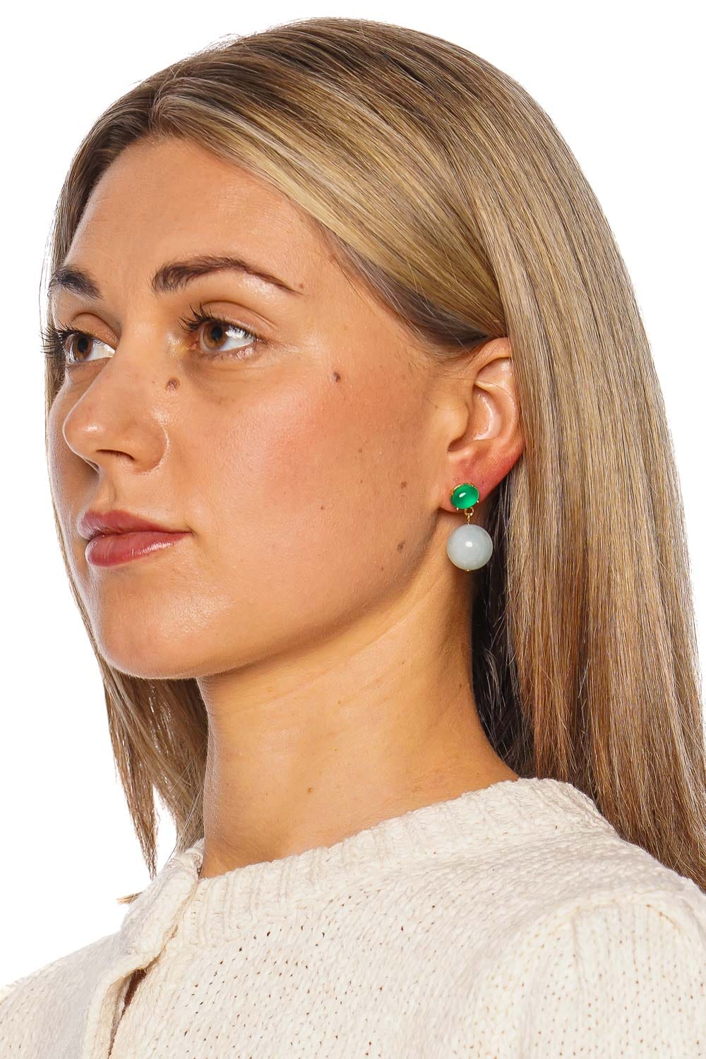 Jennifer Behr Everly Jadeite Stone Drop Earrings
