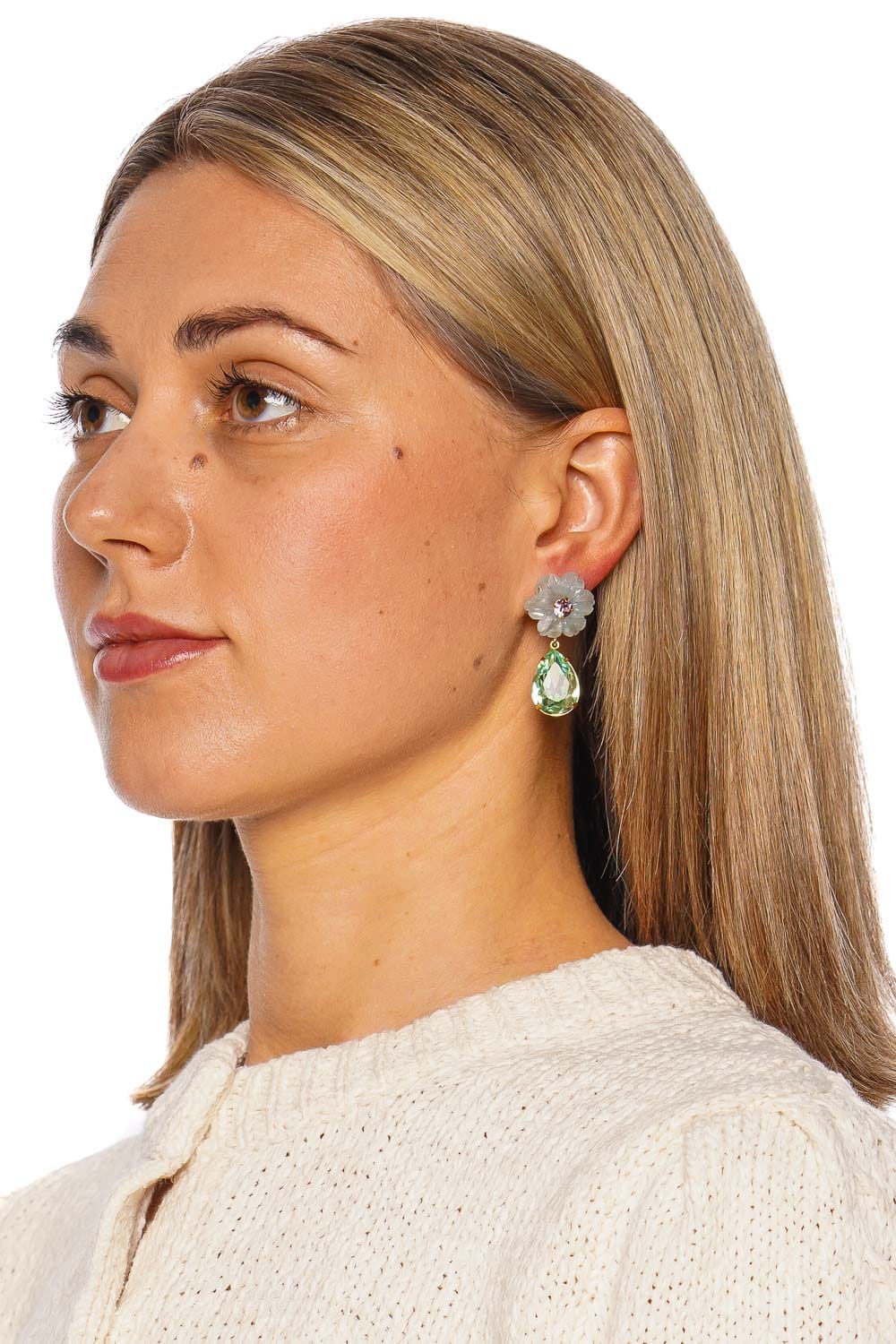 Jennifer Behr Juna Aquamarine Floral Drop Earrings