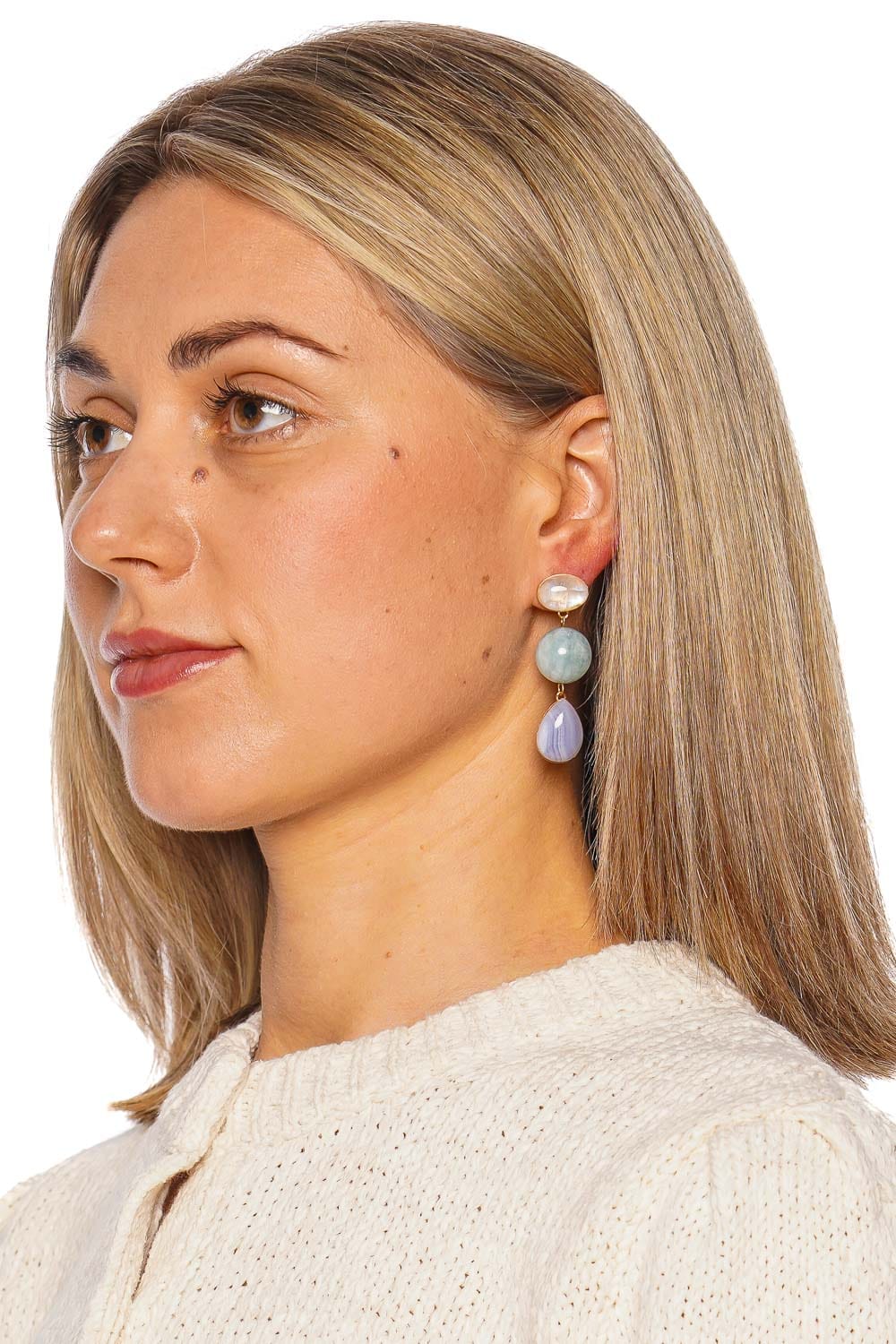Jennifer Behr Natalia Aquamarine Stone Drop Earrings